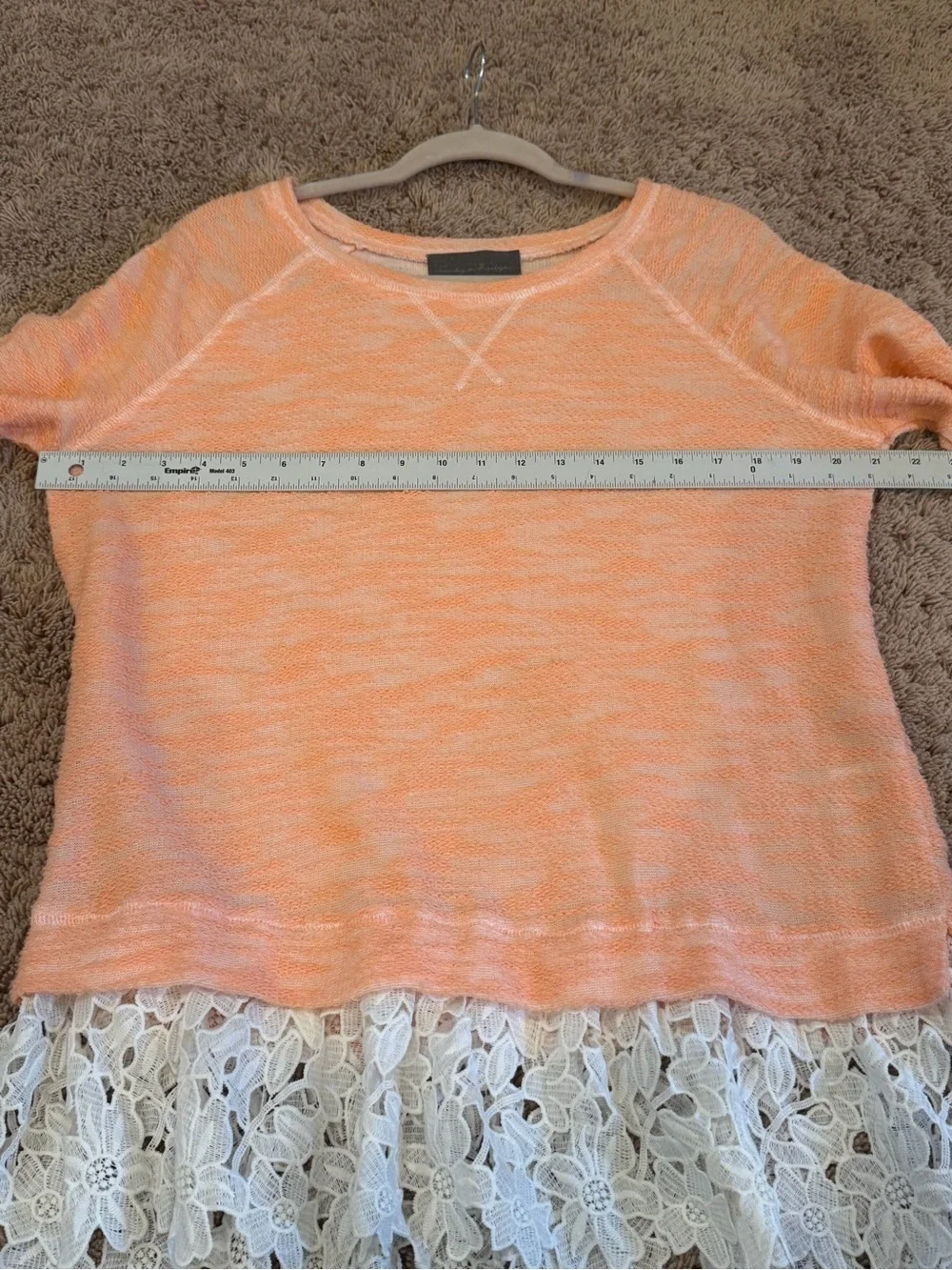 Anthropologie Sunday in Brooklyn lace hem sweater peach pull over top medium